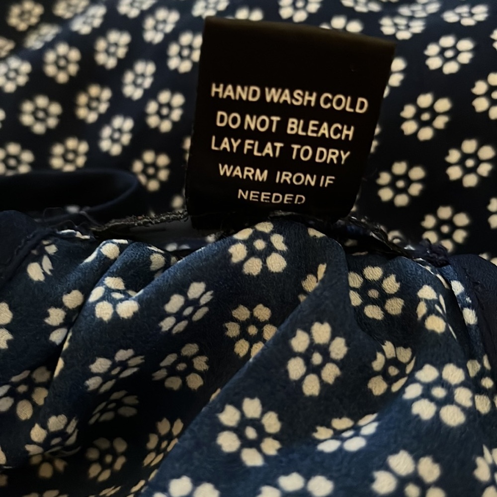 Dark Blue Floral Top with Bow on back - Picture 5 of 5